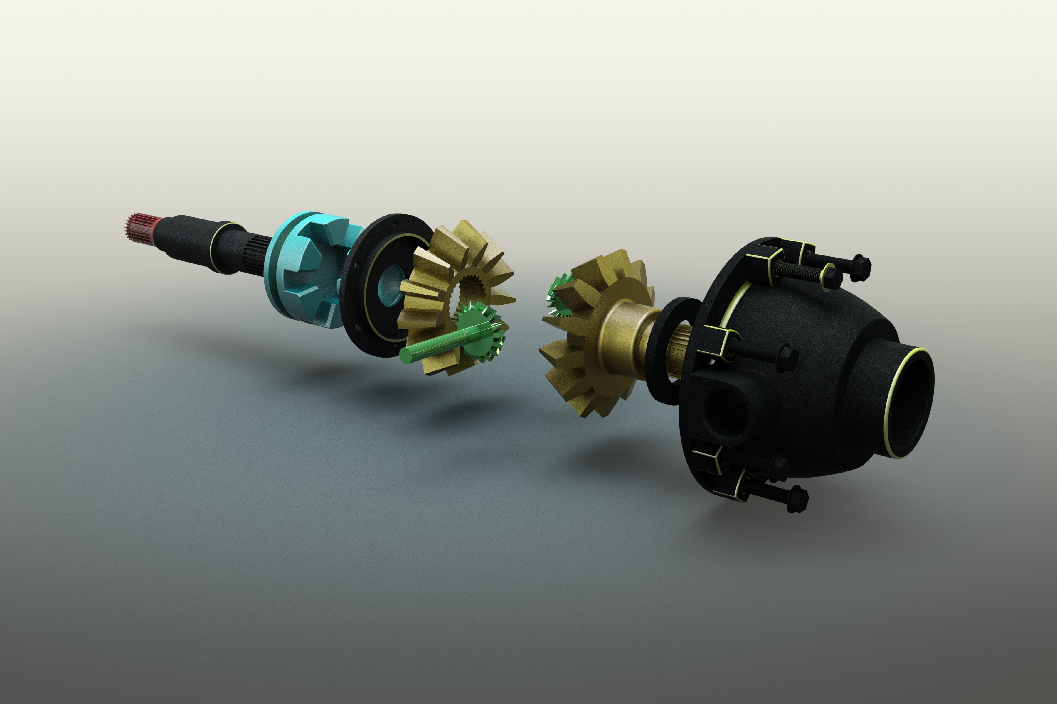 差速齿轮简易模型爆炸图3D图纸 Solidworks设计 附STEP